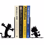 Hobbes and Calvin Metal Bookends Inspired by Bill Waterson