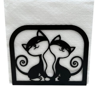 Cat Duo Metal Napkin Holder