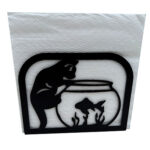 Cat and Fishbowl Metal Napkin Holder