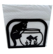 Cat and Fishbowl Metal Napkin Holder