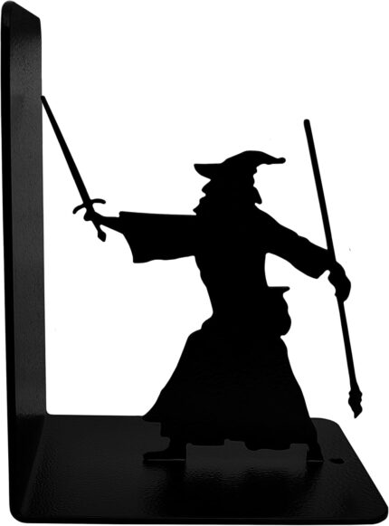 Decorative Bookends - Metal Book Ends - Black Finish - Wizard bookends Magical Bookends