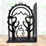 Wizard & Dragon Fantasy Metal Bookends by Decorative Bookends 7 Tall Non-Skid Desk & Shelf Organizer (Black, 3lb)3