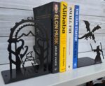 Wizard & Dragon Fantasy Metal Bookends by Decorative Bookends 7 Tall Non-Skid Desk & Shelf Organizer (Black, 3lb)5